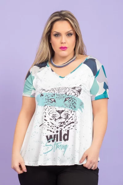 Camiseta mujer tallas grandes sublimada animal print